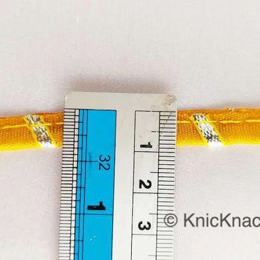 Yellow Buttercup And Gold Stripes Piping Cord Trim, Approx. 8 mm wide, One Yard Trim